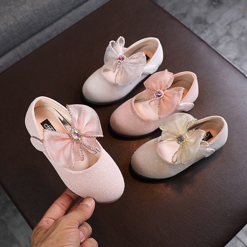 Giày búp bê da đính nơ xinh xắn cho bé gái 1-8 tuổi