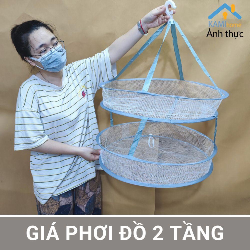 Giá phơi thú bông và đồ dày 2 tầng- Vải lưới tự bung gấp gọn mã 70053