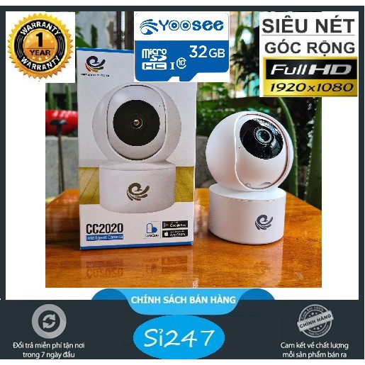 (COMBO CARECAM CC2020) CAMERA CARECAM CC2020 - YH200 2.0Mps-FHD1080 kèm thẻ nhớ YOOSEE 32g - THEO DỖI CHUYỂN ĐỘNG