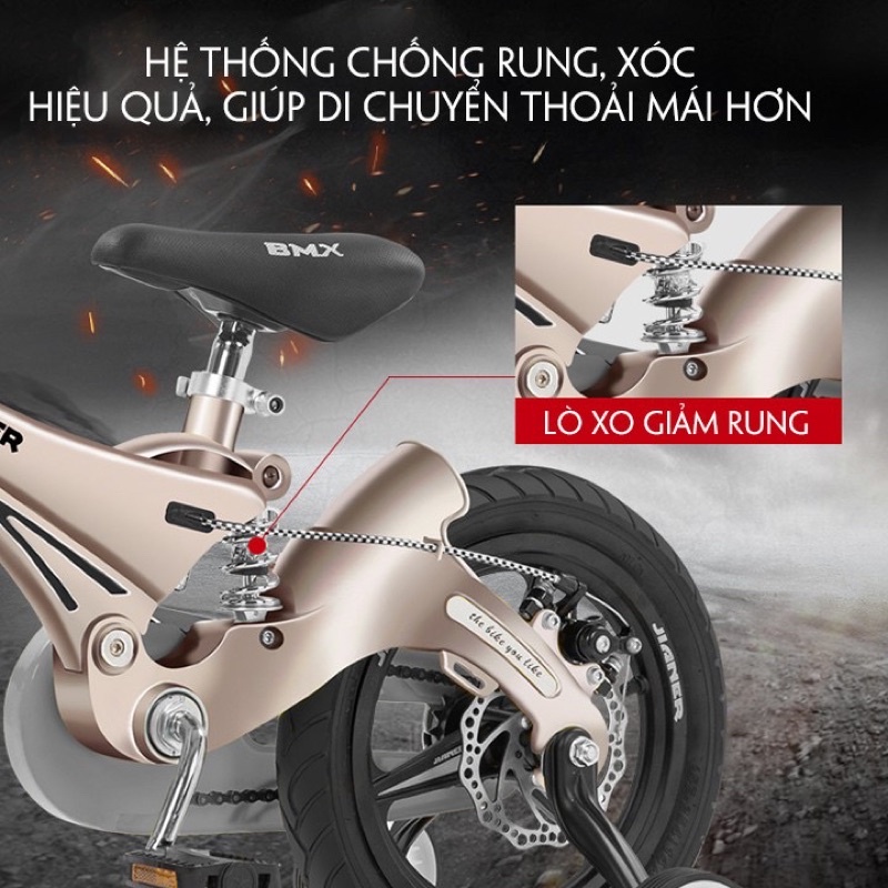 Xe đạp trẻ em Jianer J9 Nhập Khẩu Khung Đúc Vành Đúc Phanh Đĩa Có Giảm Sóc 12-14-16inch(Bé Từ 2 đến 8 tuổi )