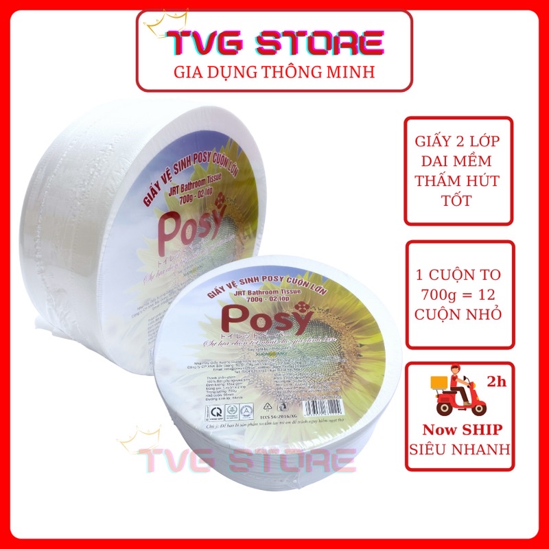 Giấy vệ sinh công nghiệp cuộn lớn Posy 700g siêu tiết kiệm
