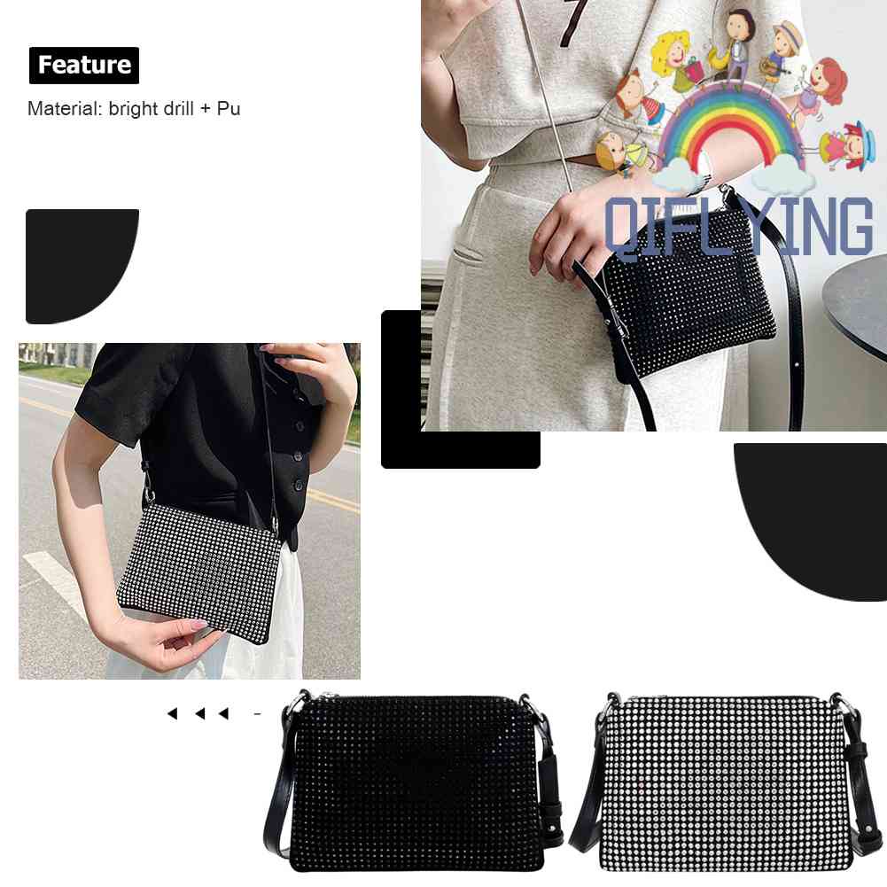 Túi Đeo Chéo Dạng Phong Thư Đính Đá Thời Trang Mùa Hè Cho Nữ