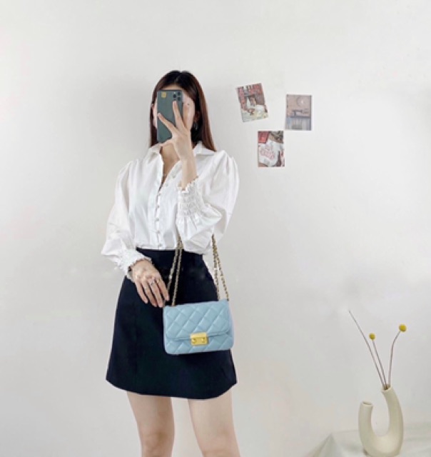 Áo sơmi tay chun cúc ngọc