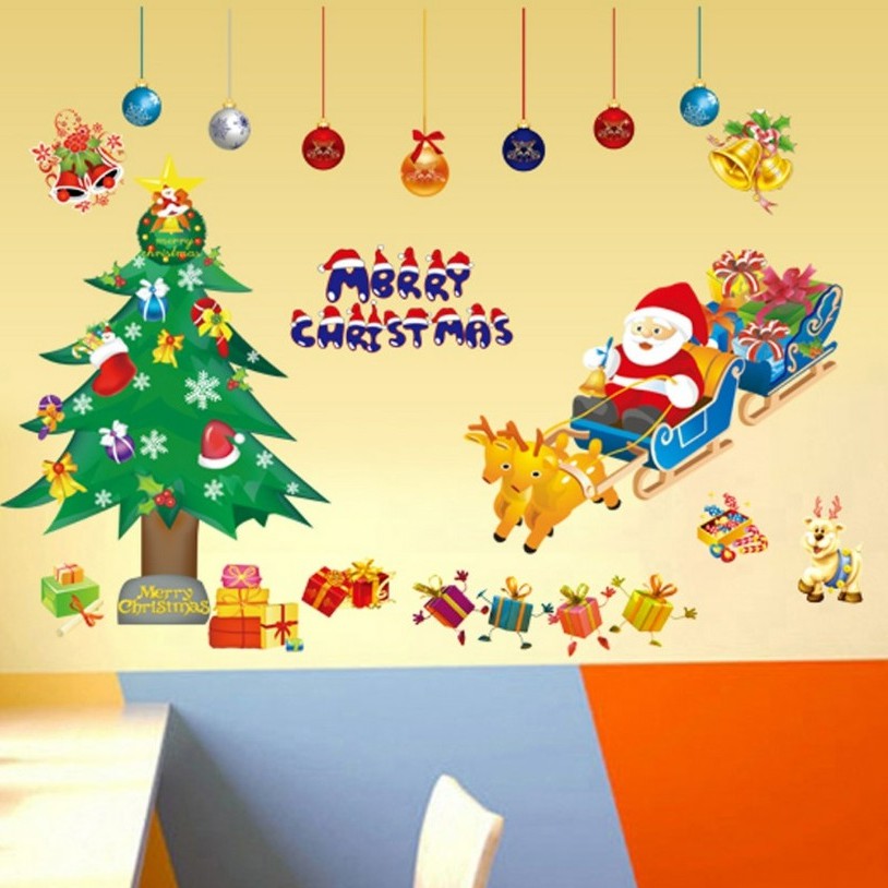 🎍🎍Tranh decal dán tường GIÁNG SINH, NOEL trang trí phòng khách, cửa hàng - Decal dán tường noel