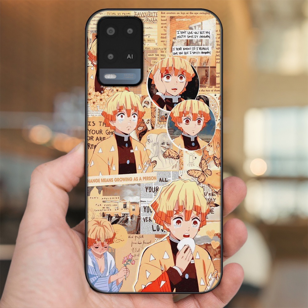 Ốp lưng Oppo A54 4G, A54 5G viền đen in hình Zenitsu Kimetsu no Yaiba