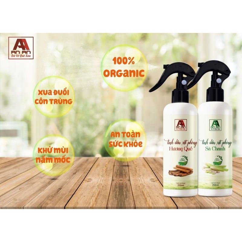 Chai Xịt Thơm Phòng Tinh Dầu Quế Khử Mùi, đuổi muỗi 250ml, thảo mộc AN AN
