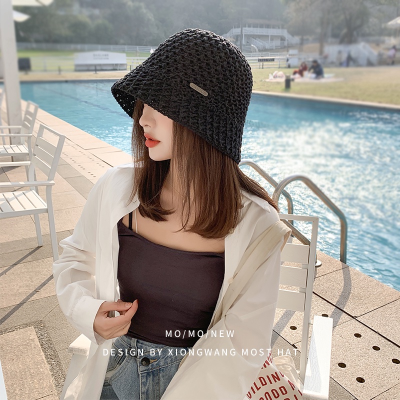 Mũ Bucket Dệt Kim Hở Lỗ Phong Cách Hàn Quốc Thời Trang Xuân Hè Cho Nữ