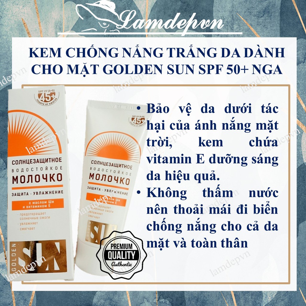 KEM CHỐNG NẮNG TRẮNG DA DÀNH CHO MẶT GOLDEN SUN SPF 50+ CỦA NGA