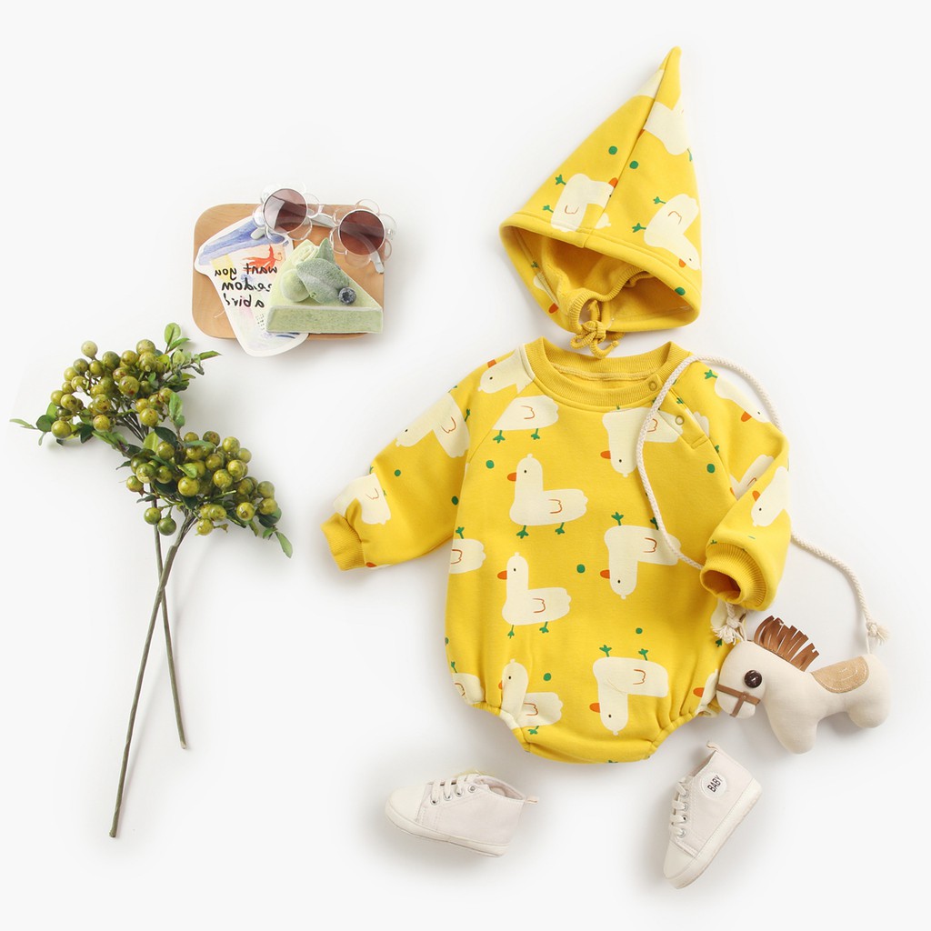 Sanlutoz đứa bé Áo Liền Quần Tay Dài Chất Liệu Cotton In Họa Tiết