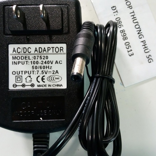 Bộ nguồn Adapter DC: 7.5V - 2A