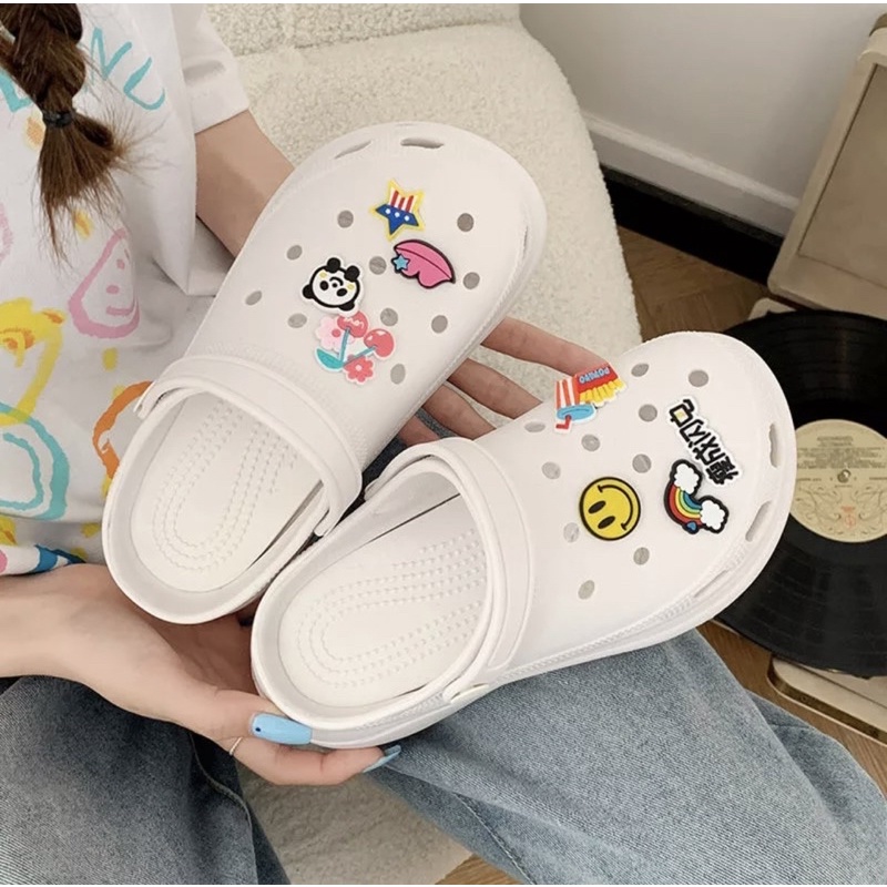 Dép bánh mì cross nữ đế cao sunny kèm sticker cao 6cm dép sục nữ hot trend - SL028