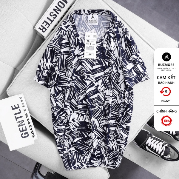 Áo Phông Nam Cao Cấp, Áo Thun Nam Cổ Tròn Họa Tiết Chất Vải Không Nhàu Bai Xù Nhão RUZMORE | BigBuy360 - bigbuy360.vn
