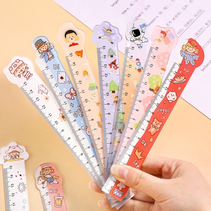 Combo 4c Thước kẻ học sinh 15cm hình cute