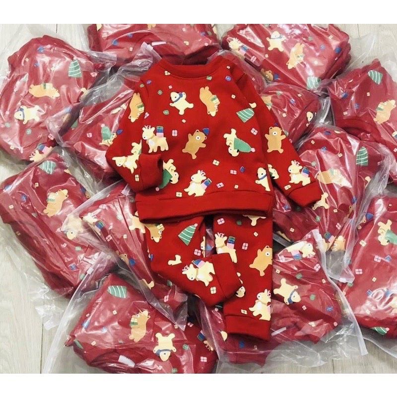 BỘ NỈ BÔNG ĐỎ IN HOẠT HÌNH CHO BÉ