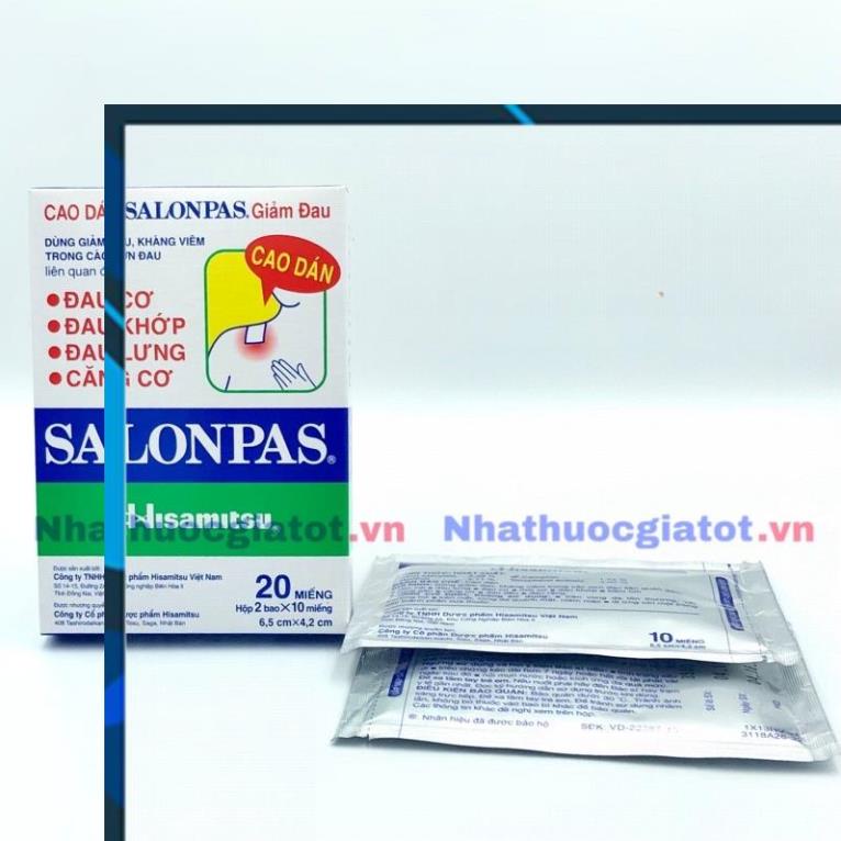 Hộp 20 miếng dán Salonpas Giúp Giảm Đau Hiệu Quả NHÀ THUỐC SÀI GÒN