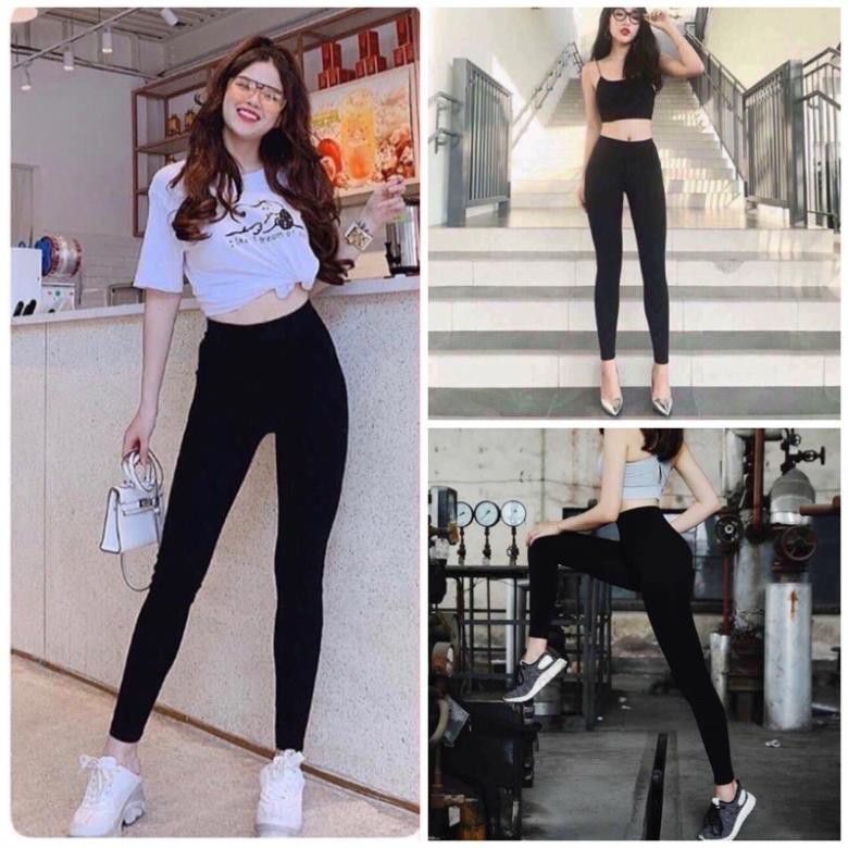 Quần Legging Nữ bó ống đen lửng, đùi, ngố ngắn lưng cạp cao gen bụng co dãn nâng mông mua hè ་ '