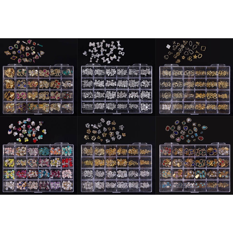 Hộp 24 Ngăn Đựng Phụ Kiện Trang Trí Móng Tay Nghệ Thuật Sa