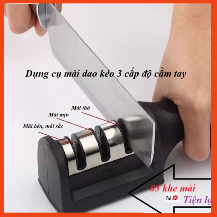 [ Siêu Sale ] Dụng Cụ Mài Dao Kéo 3 Cấp Độ Cầm Tay, Máy Mài Dao Nhanh Tiện Lợi