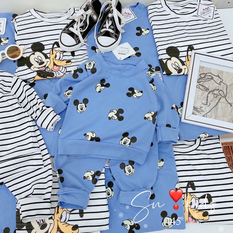 Bộ quần áo thu đông cho bé- Bộ micky dài tay cho bé trai, bé gái K032