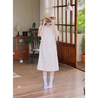 Váy linen sơ mi cúc gỗ