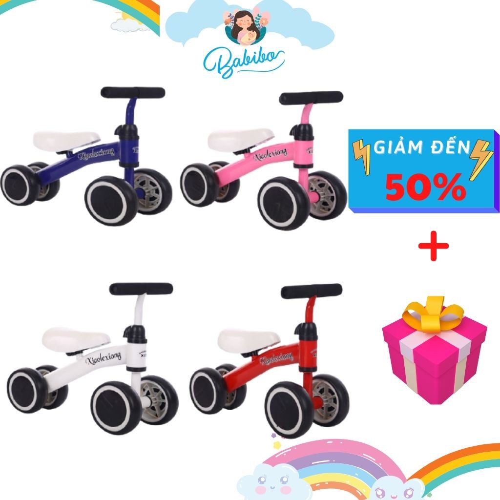◊Xe chòi chân cho bé tập đi, đẩy thăng bằng Xiao từ 1 đến 3 tuổi, bốn bánh khung kim loại - Babibo