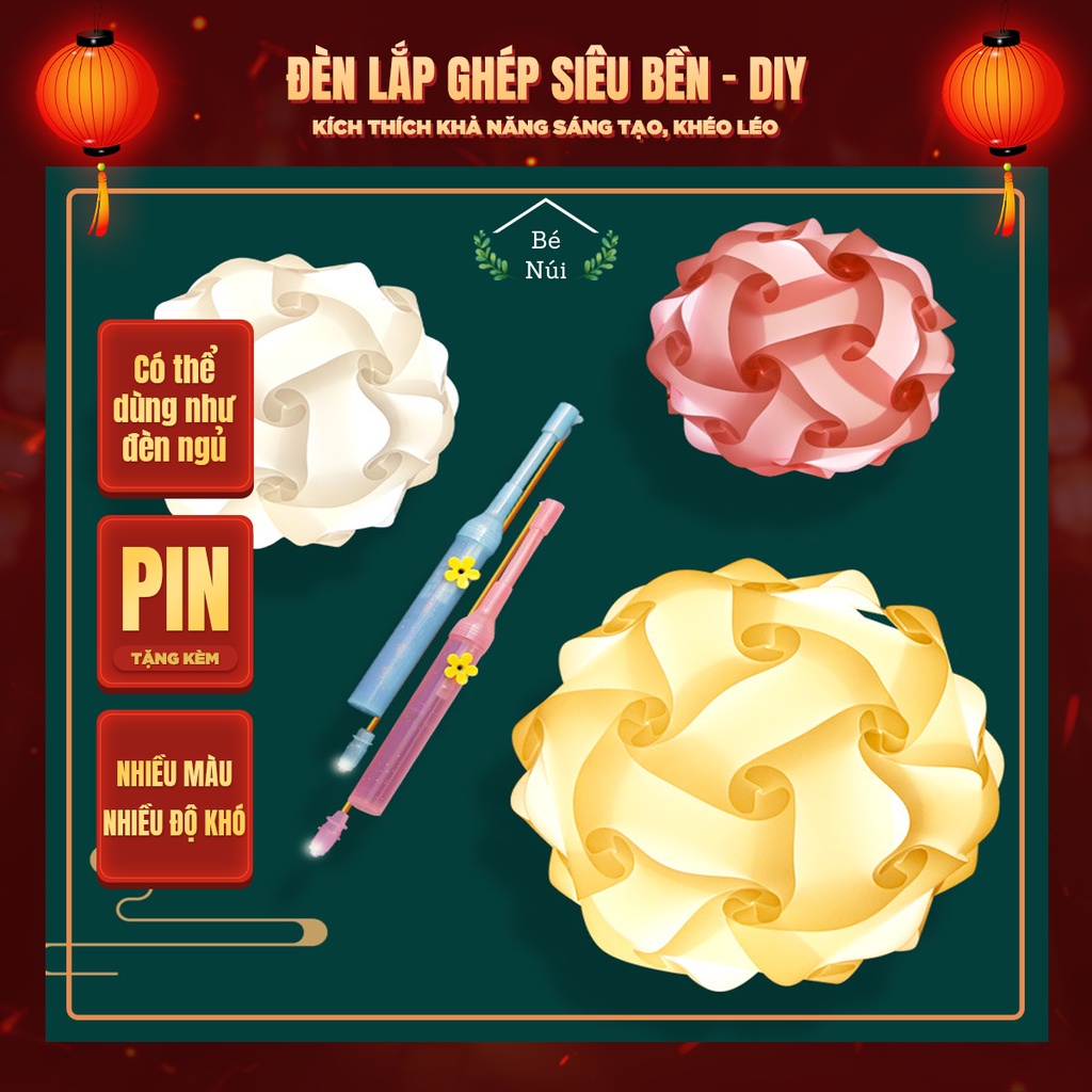 Lồng đèn trung thu cho bé lắp ghép sáng tạo trang trí, làm đồ chơi thông minh D1B Bé Núi