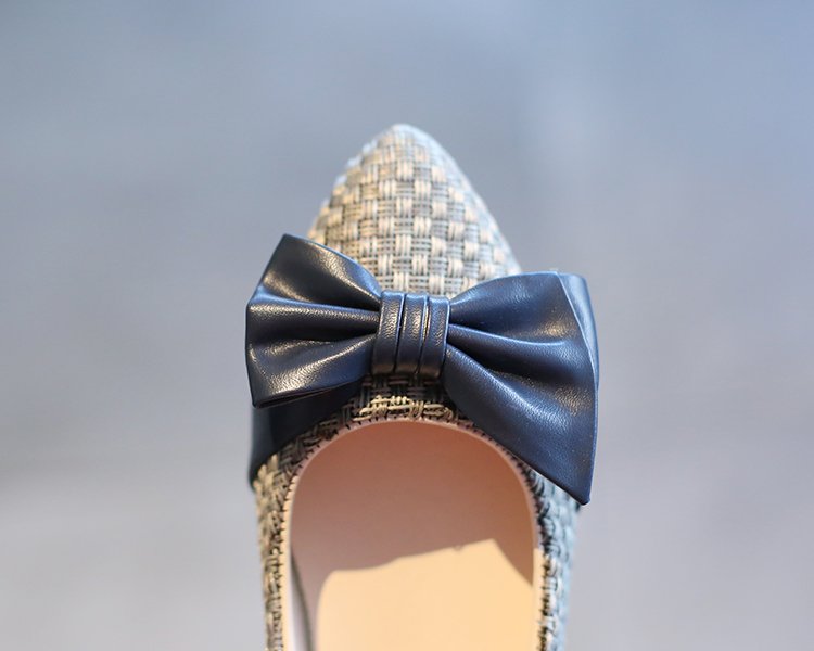 Giày Búp Bê Mũi Nhọn Đính Nơ Xinh Xắn Cho Bé Gái 4-18 Tuổi