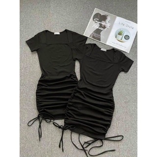 Đầm Body Nữ Cổ U Nhún Eo Gợi Cảm Chất Thun Bozip Co Giãn Tôn Dáng CinZy SG