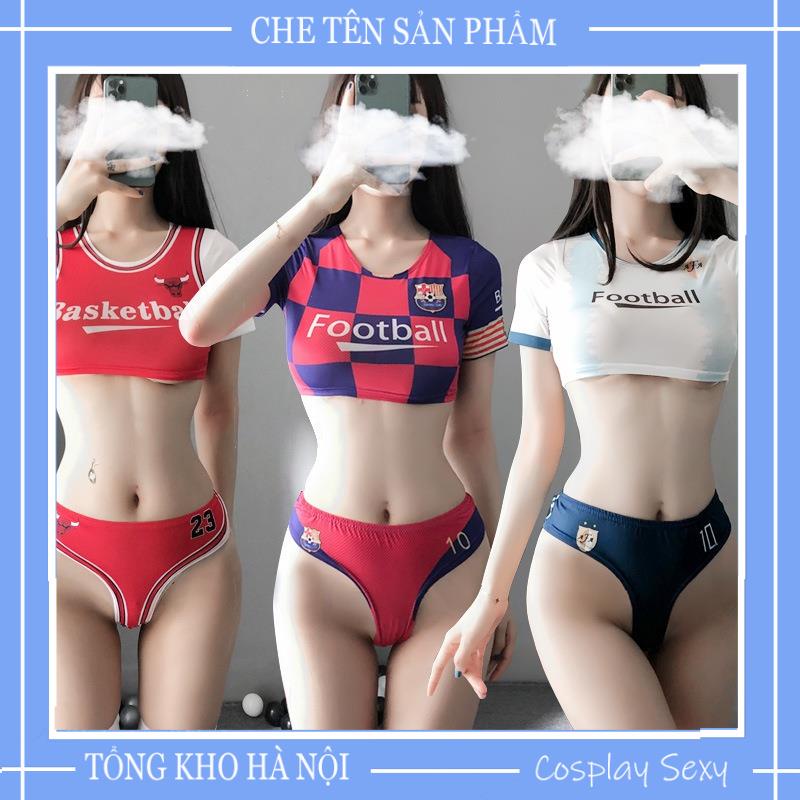 Cosplay Sexy Bóng Đá Basketball - Bộ Đồ Ngủ Cosplay Thể Thao Tiếp viên croptop gợi cảm sexy, Ivyshop