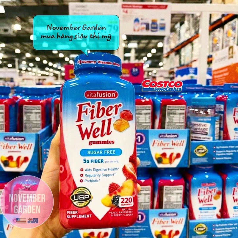 Kẹo dẻo không đường bổ sung chất xơ Fiber Well Gummies 220 viên Mỹ