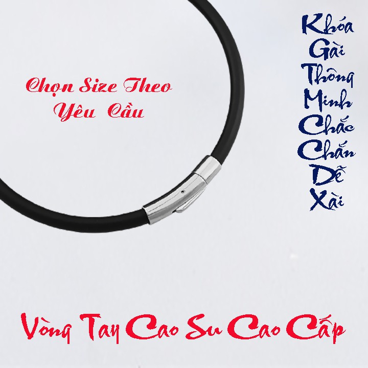 Vòng tay cao su 5 ly cao cấp khóa inox Vip màu trắng - Chọn size theo yêu cầu - Đem lại đẳng cấp phong độ cho người đeo