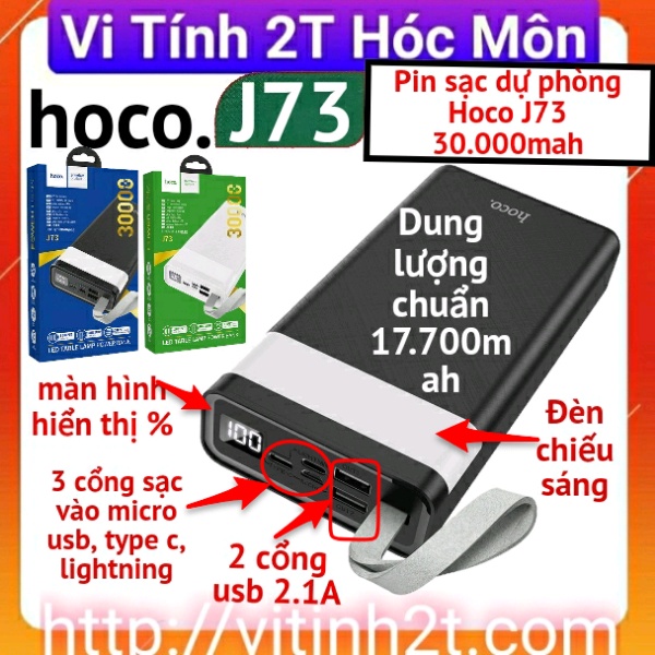 Pin Sạc dự phòng J73 Hoco 30.000mAh Có Đèn Chính Hãng