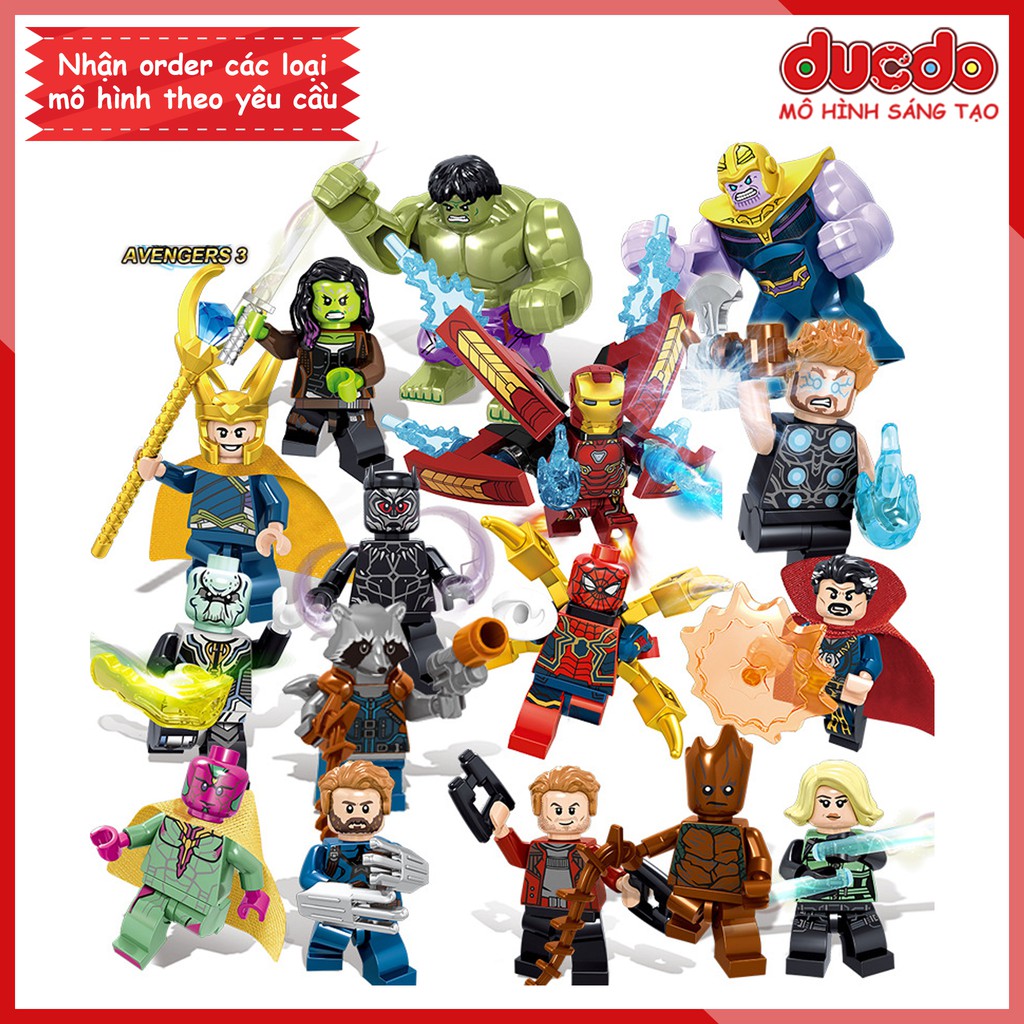 (Đóng Túi) LeLe 34044 Bộ 16 siêu anh hùng tuyệt đẹp - Đồ chơi Lắp ghép Xếp hình Minifigures Mini Iron Man