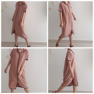 Thanh lý pass đầm váy xuông vải mát màu nude dáng pijama