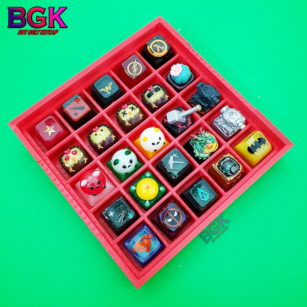 Hộp Đựng Keycap Có Chân Dựng Tăng Độ Dựng 5x5 và 7x7 đựng keycap Artisan bằng nhựa