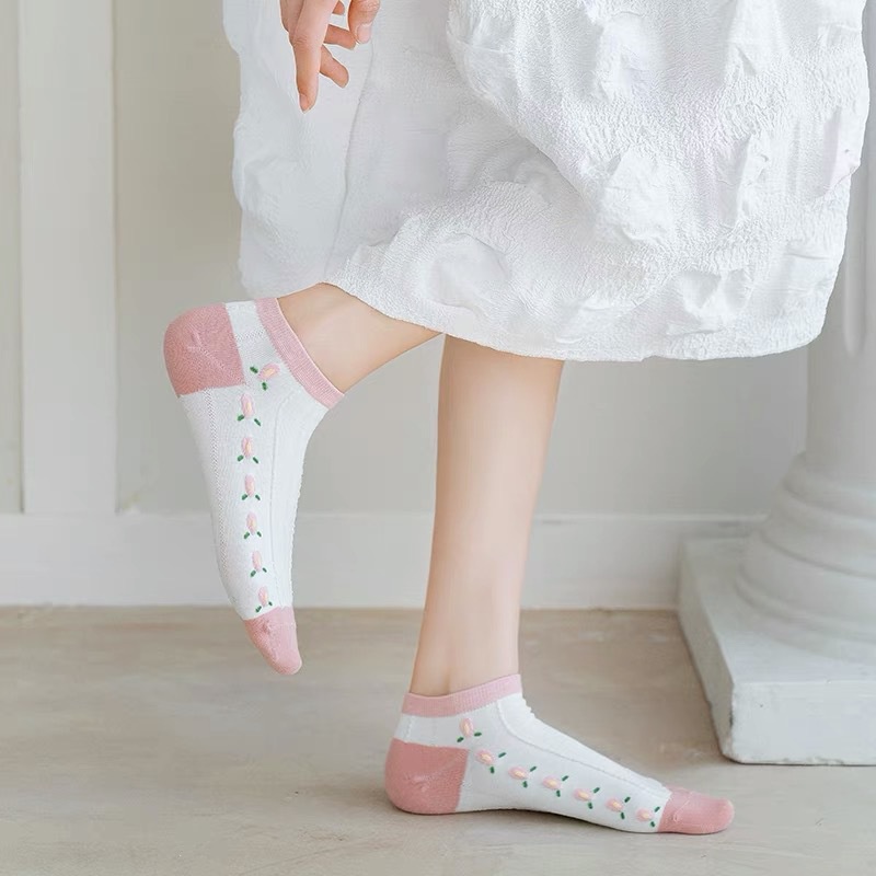 Tất nữ, tất nam nữ cổ ngắn cute hình SWEET HỒNG, vớ nam nữ cao cổ ngắn phong cách Vintage hàn quốc chống hôi chân