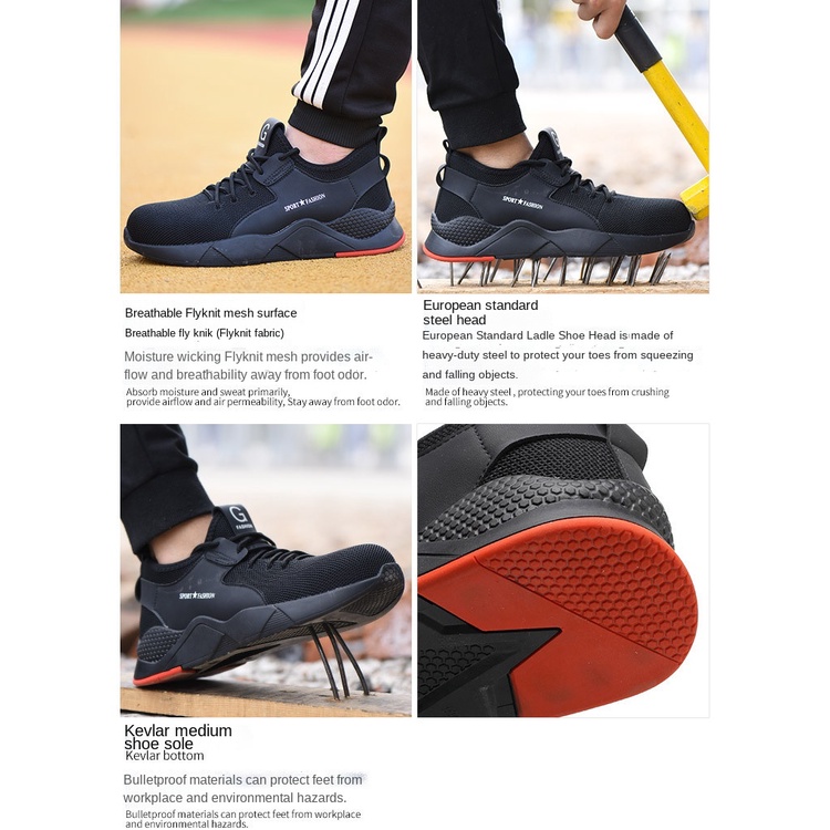 Giày bảo hộ lao động siêu nhẹ chống mài mòn thoáng khí size 35-50 thời trang cho nam và nữ