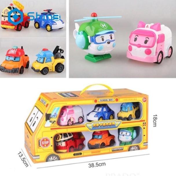 Poli ❤️ Robocar Poli ❤️ Hộp Đồ Chơi Robocar Poli Robot Biến Hình Siêu Xe Robot 6 Trong 1 Cao Cấp Dành Cho Bé