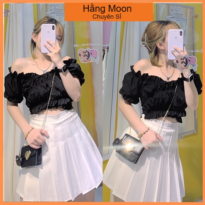 Áo croptop Bèo cổ v đắp chéo buộc nơ- AO04 | BigBuy360 - bigbuy360.vn