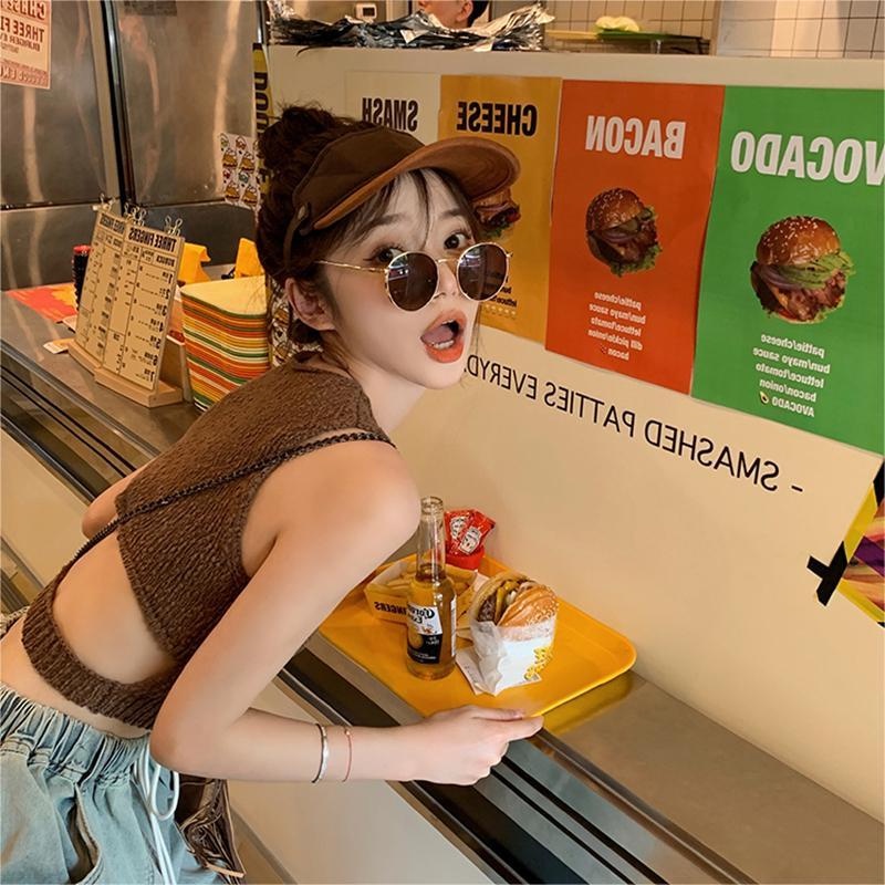 Áo croptop ZHELIHANGFEI sát nách ôm dáng thiết kế quyến rũ cho nữ