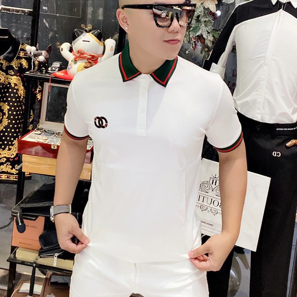 Áo thun nam có cổ coton cao cấp thêu. | BigBuy360 - bigbuy360.vn