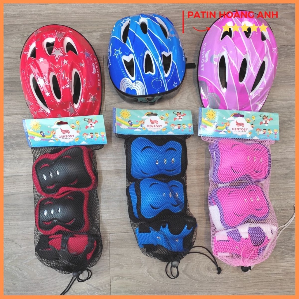 Bộ bảo hộ chân tay trẻ em chất dày dặn, mũ nón bảo vệ, bộ bảo hộ 6 cái cho bé trượt patin, đi xe đạp, ván trượt sport
