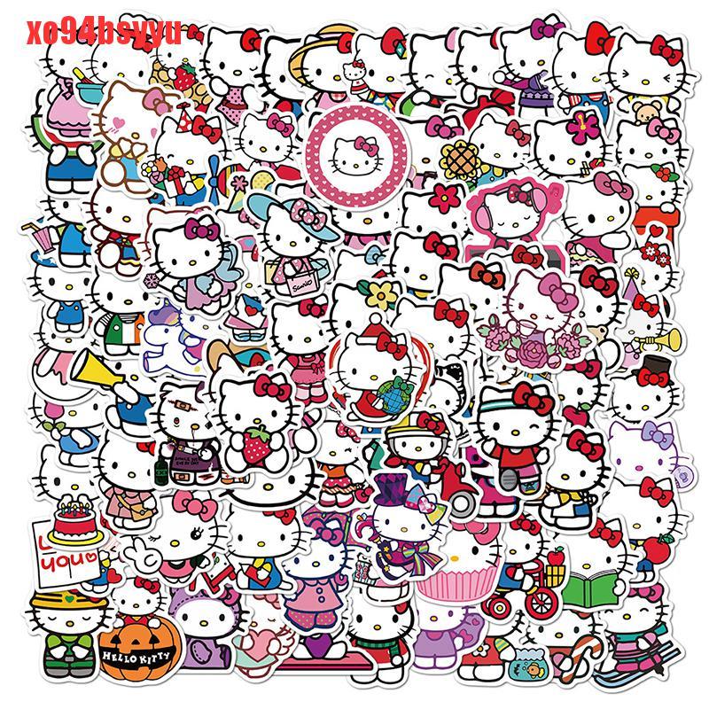 Set 100 Sticker Dán Hình Hello Kitty Dễ Thương