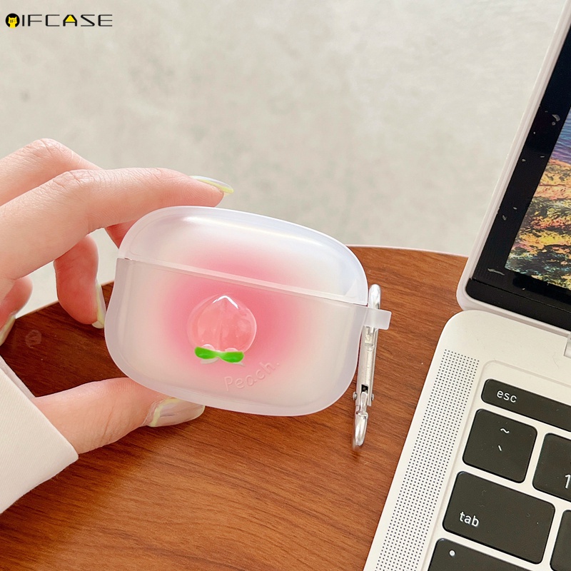 Vỏ Bảo Vệ Hộp Sạc Tai nghe không dây Airpods 1 2 3 Pro 3 Màu Gradient Họa Tiết Trái Đào Dễ Thương