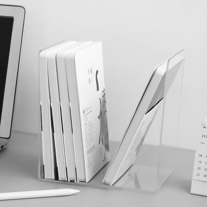 Bộ 2 Giá Đỡ Sách Bằng Acrylic Trong Suốt Tiện Dụng Cho Văn Phòng / Trường Học