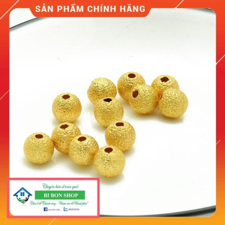 *HOT* Phụ kiện trang sức (DIY) - 10 Viên Bi bạc 6mm tròn kiểu vân sần mờ phối hạt vòng cổ vòng tay - B2Y1