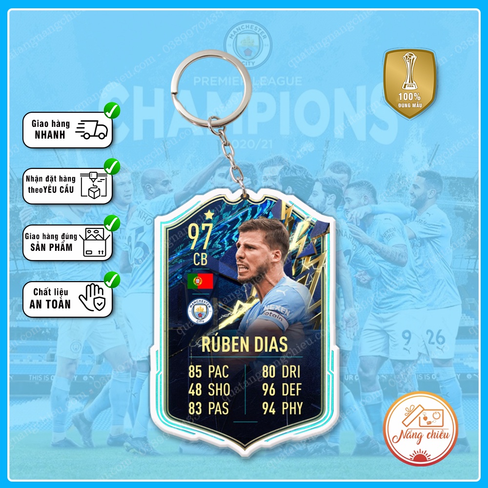 Móc Khóa Ruben Dias, CLB bóng đá Manchester City ☘️MÓC KHÓA THẺ CẦU THỦ☘️
