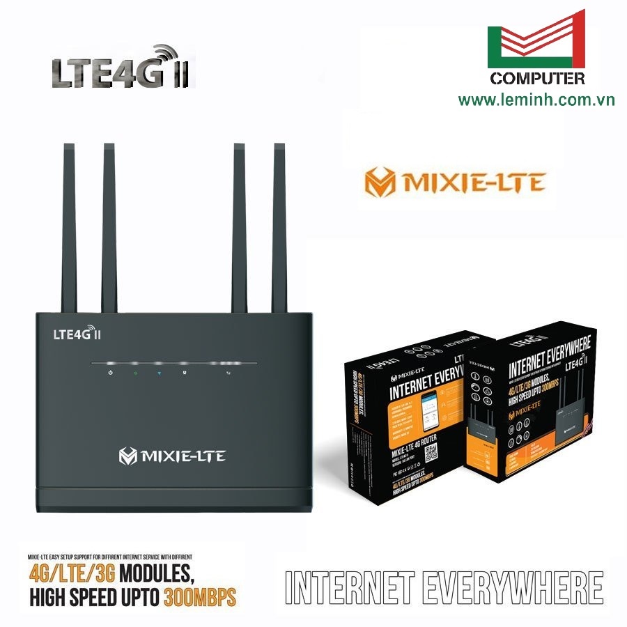 Router Phát Wifi 4G LTE MIXIE II Chính hãng (4 Anten - 32 user - 4 Cổng Lan)