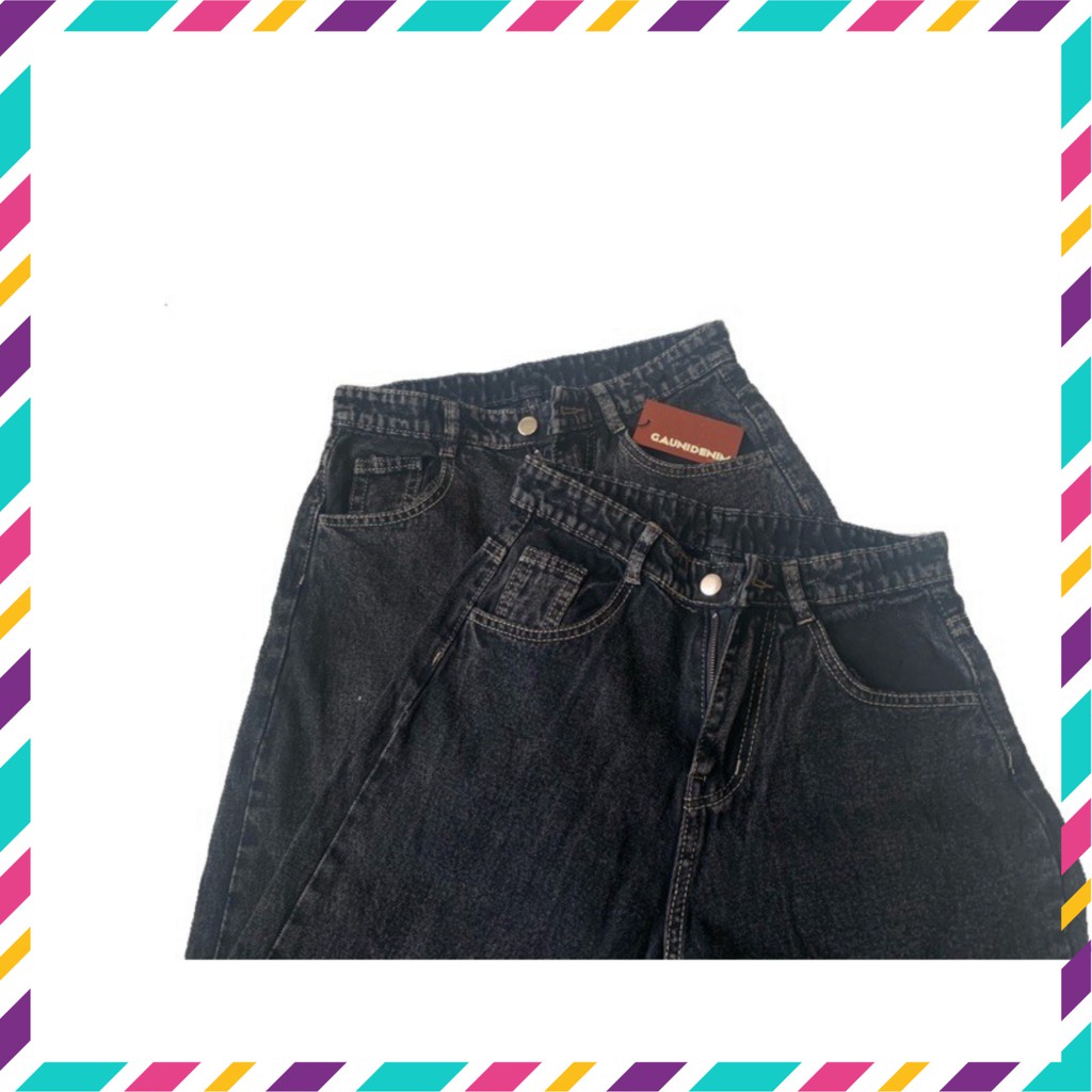 Quần Jeans Nữ Ống Rộng - Màu xám đen - Mẫu Thụng - Hách Dáng