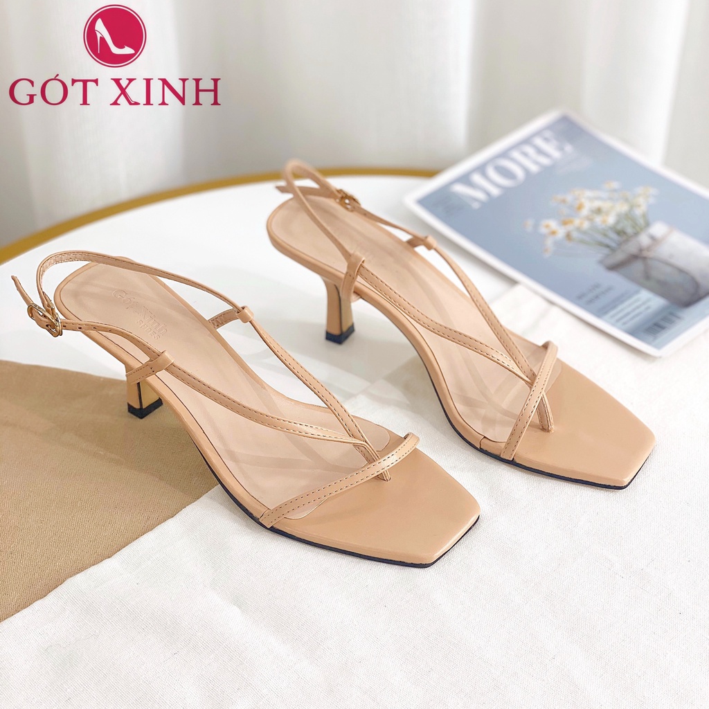 Giày sandal cao gót nữ GÓT XINH GD2 mũi vuông quai mảnh đế cao 5cm
